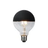 Ampoule Glob LED, transparent, dessus noir en miroir, e27, 2,8w e27, 4w