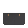 Armoire Frame 160 Medium, char grey, portes pliantes, 42cm, cognac
