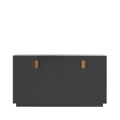 Armoire Frame 160 Medium, char grey, portes pliantes, 42cm, cognac