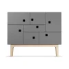 Armoire Peep C1, slate grey, chêne pigmenté blanc