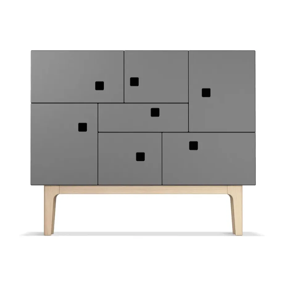 Armoire Peep C1, slate grey, chêne pigmenté blanc
