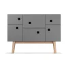 Armoire Peep C2, slate grey, retro, pieds en chêne