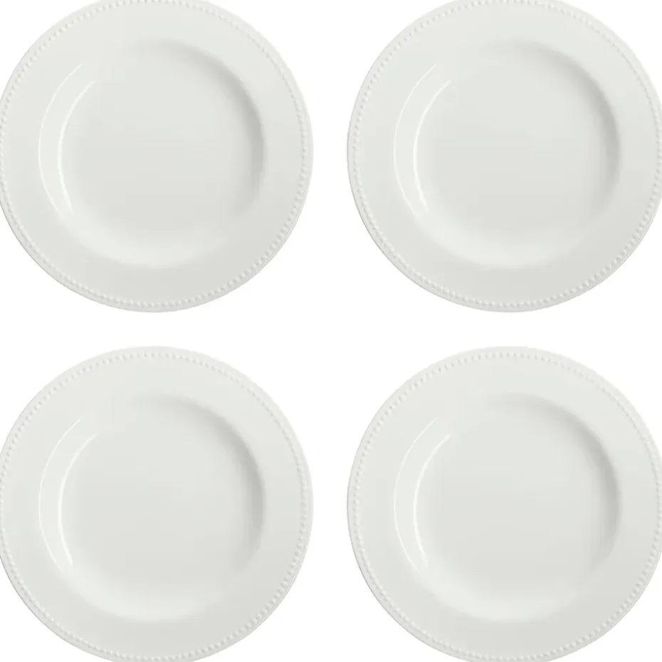 Assiette Dots 28cm Lot de 4, Blanc cassé