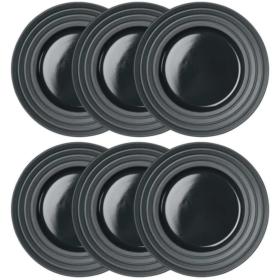Assiette Lines Ø27 cm Lot de 6, Gris foncé
