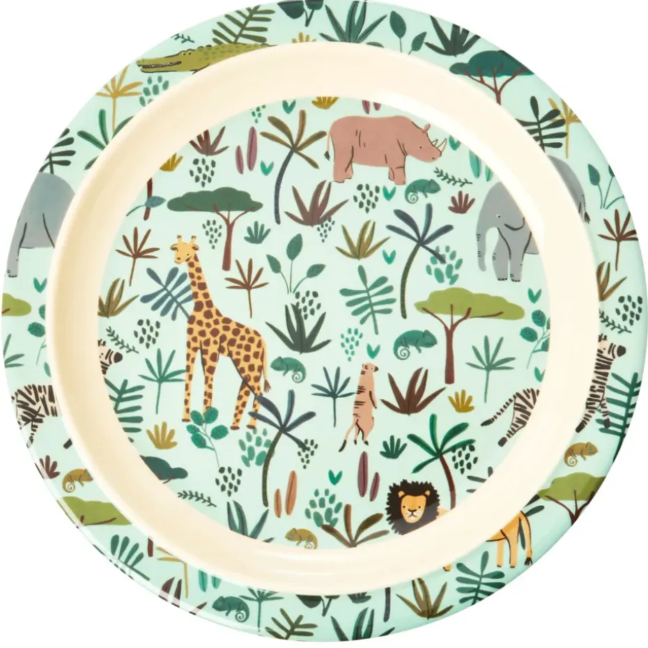 Assiette pour enfant Rice Jungle animals, Green-multi