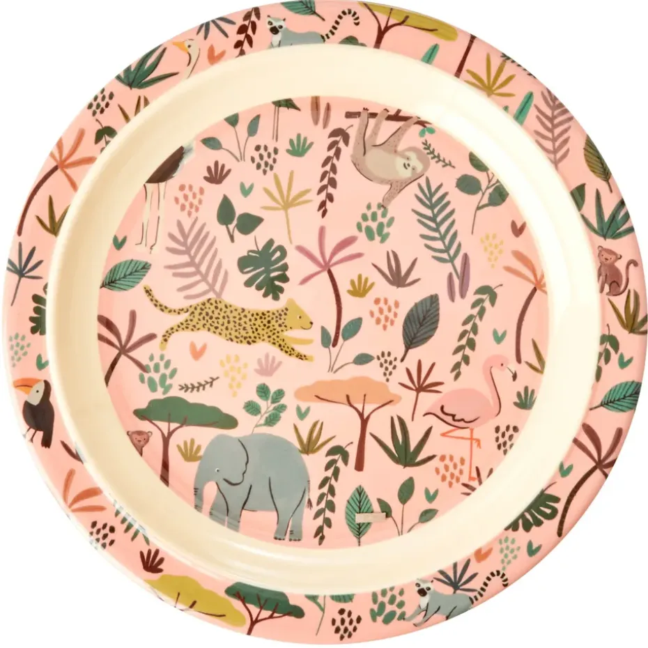 Assiette pour enfant Rice Jungle animals, Coral-multi