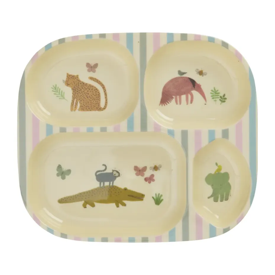 Assiette pour enfants Rice mélamine 4 compartiments, Sweet Jungle Print