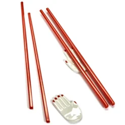 Baguettes avec support Table Nomade 6 Pièces, Rouge