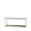 Banc 11, blanc, cuir blanc, plaque en laiton