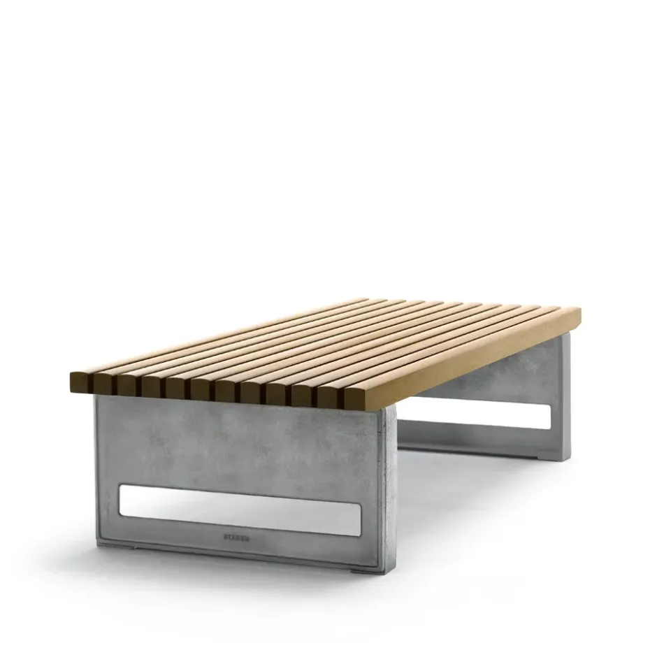 Banc Block, Huile de chêne, large, support en aluminium brut
