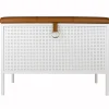 Banc de rangement Frank, Blanc-cognac