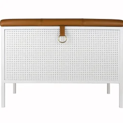 Banc de rangement Frank, Blanc-cognac