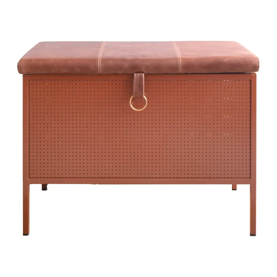 Banc de rangement Frank, Cinnamon-vintage cognac