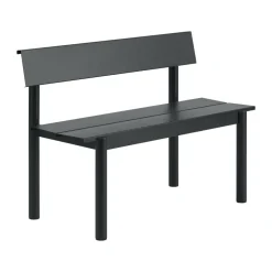 Banc Linear Steel avec dossier, Noir, 110x34 cm
