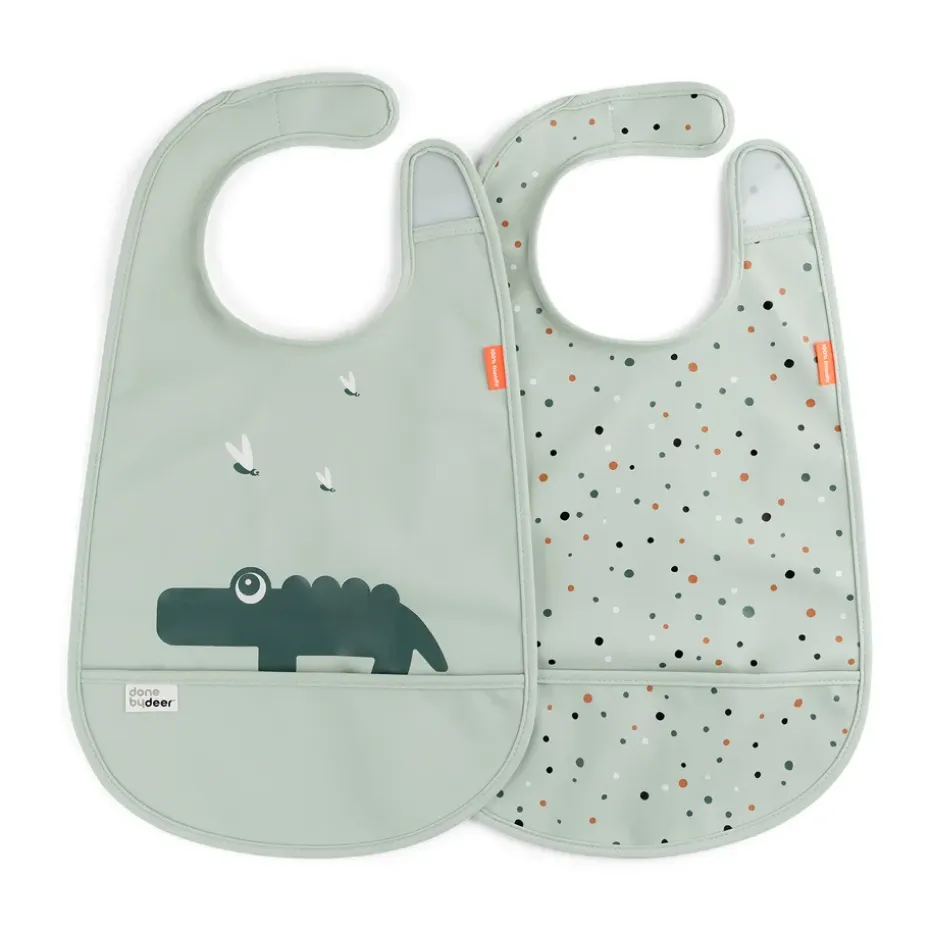 Bavoir Croco avec velcro, lot de 2, Vert