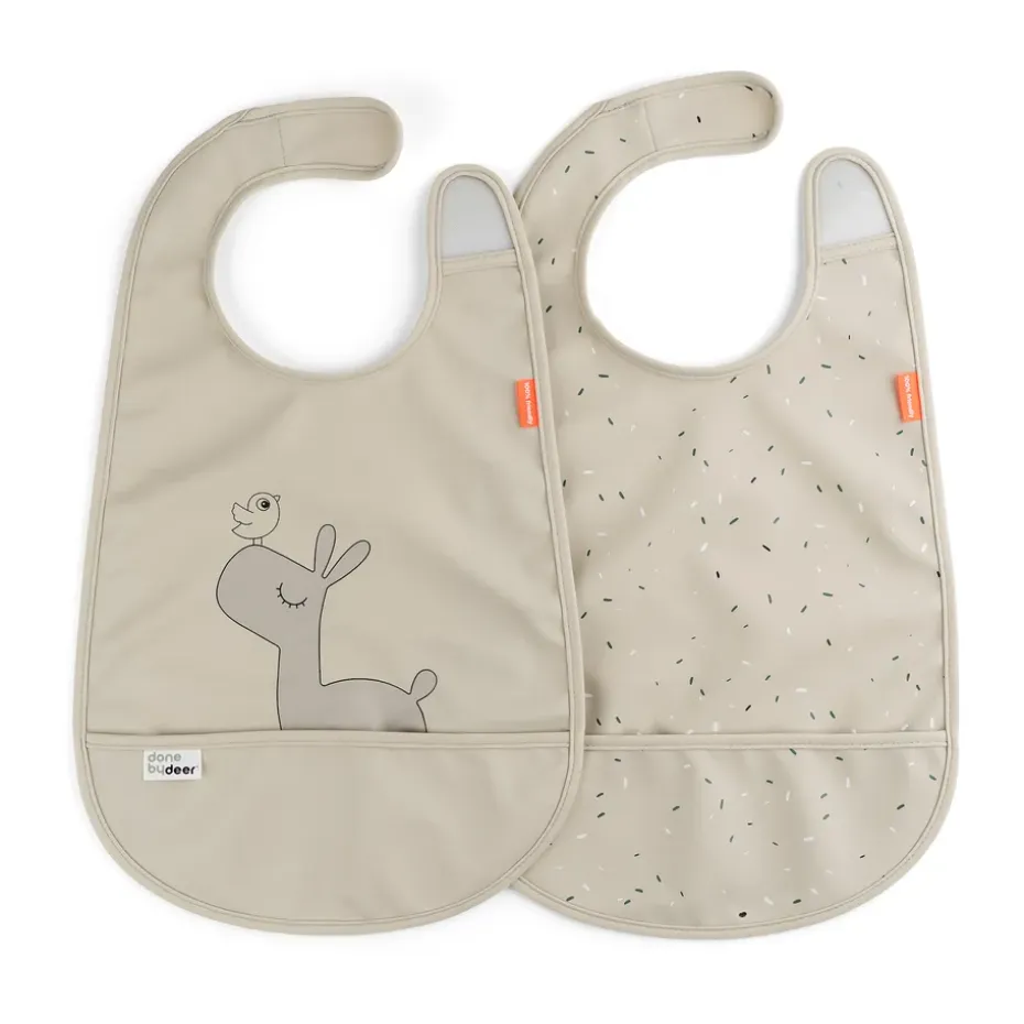 Bavoir Lalee avec velcro, lot de 2, Sable