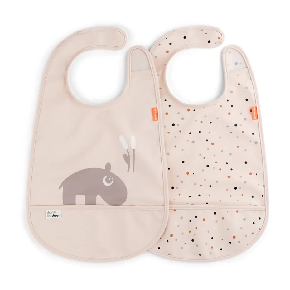 Bavoir Ozzo avec velcro, lot de 3, Poudre