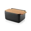 Beurrier avec couvercle en chêne Nordic kitchen 10x15 cm, Noir