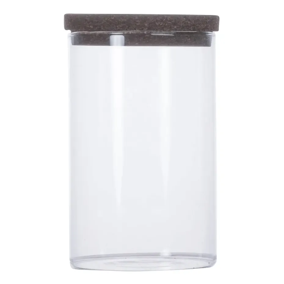 Bocal de rangement avec couvercle en liège Nature, Transparent-marron foncé