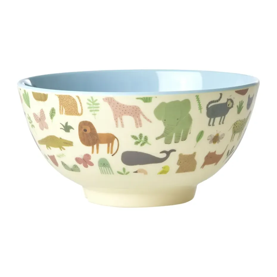 Bol en mélamine Rice medium, Sweet Jungle Print-Soft blue
