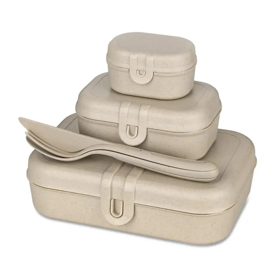 Boîte à déjeuner et couverts Pascal Ready, lot de 3, Nature desert sand