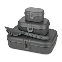 Boîte à déjeuner et couverts Pascal Ready, lot de 3, Nature ash grey