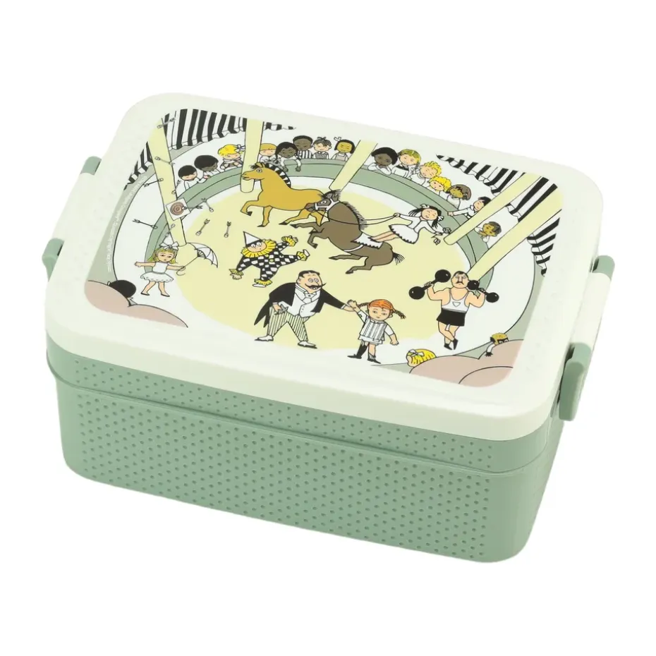 Boîte à déjeuner Pippi Cirkus 8x18,5 cm, Vert-blanc