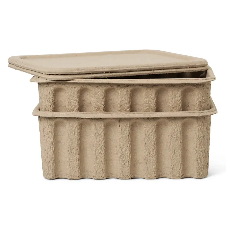 Boîte de rangement Ferm papier avec couvercle Lot de 2, Marron