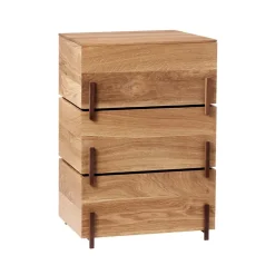 Boîte de rangement Stack, oak, 3 pièces, pieds en noyer sombre huilé