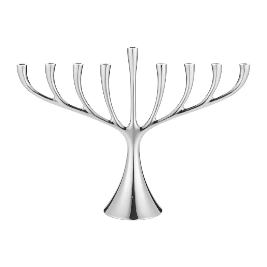 Bougeoir à neuf branches Cobra Menorah, Acier inoxydable