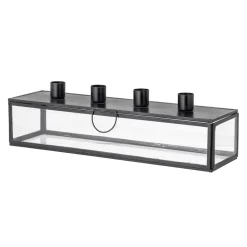 Bougeoir de l'avent Pelo 34 cm, Noir-transparent