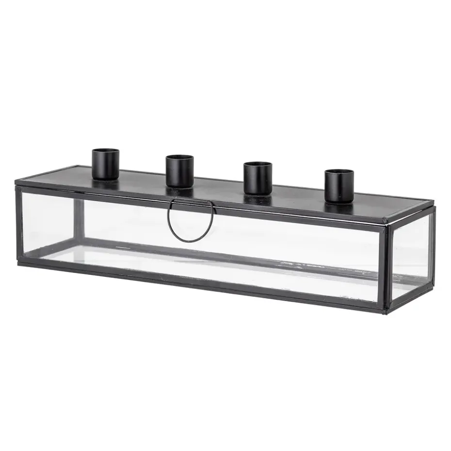 Bougeoir de l'avent Pelo 34 cm, Noir-transparent