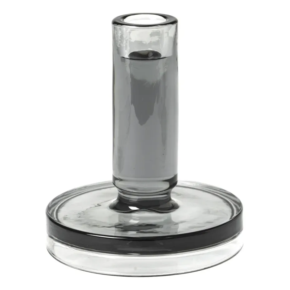 Bougeoir Petra smoked pearl dark grey, 14 cm