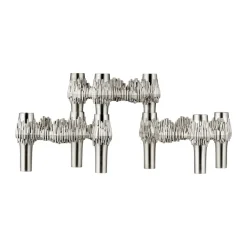 Bougeoir Quist STOFF, 3 pièces, Chrome brossé