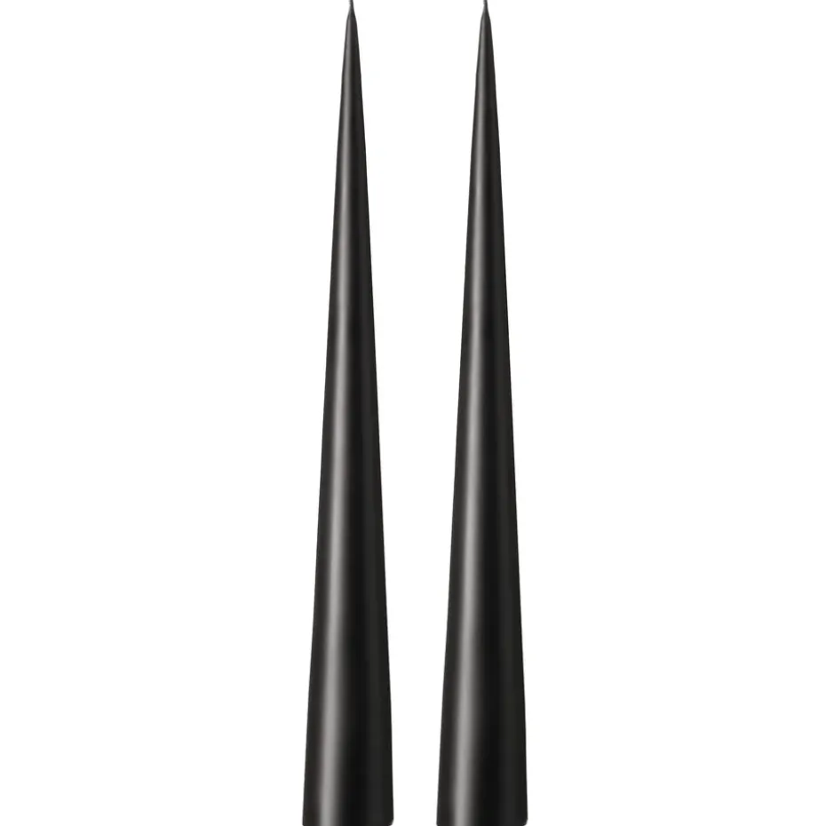 Bougie cônique ester & erik 37 cm Lot de 2 mat, Raw black 75