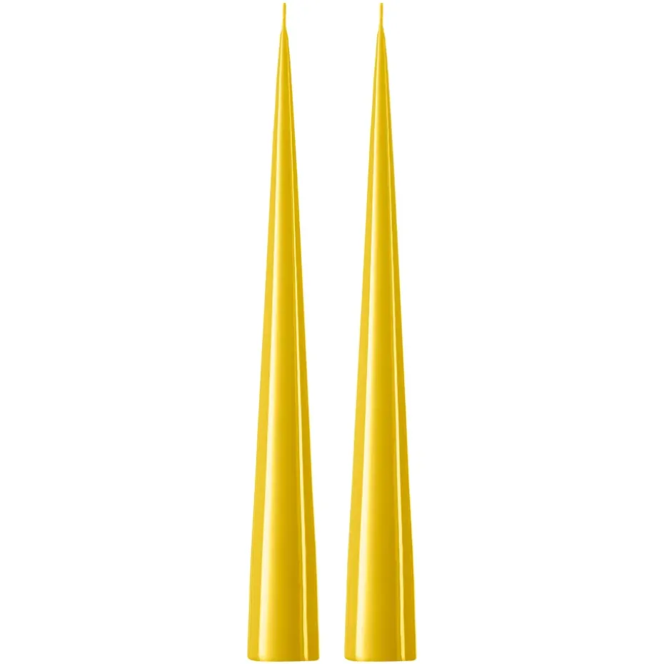 Bougie cônique ester & erik 37 cm Lot de 2 lacquées, Lemon drop 15-0