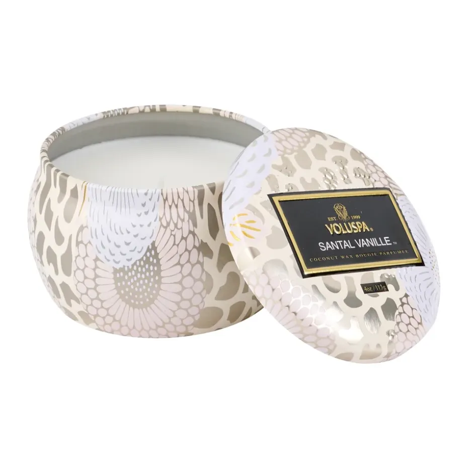 Bougie décorative étain 25 heures, Santal Vanille