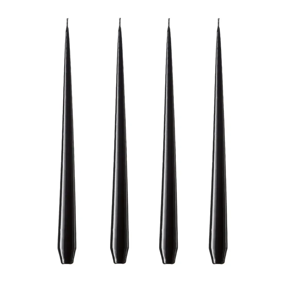 Bougie ester & erik Lot de 4 laquée, Raw black, 32 cm