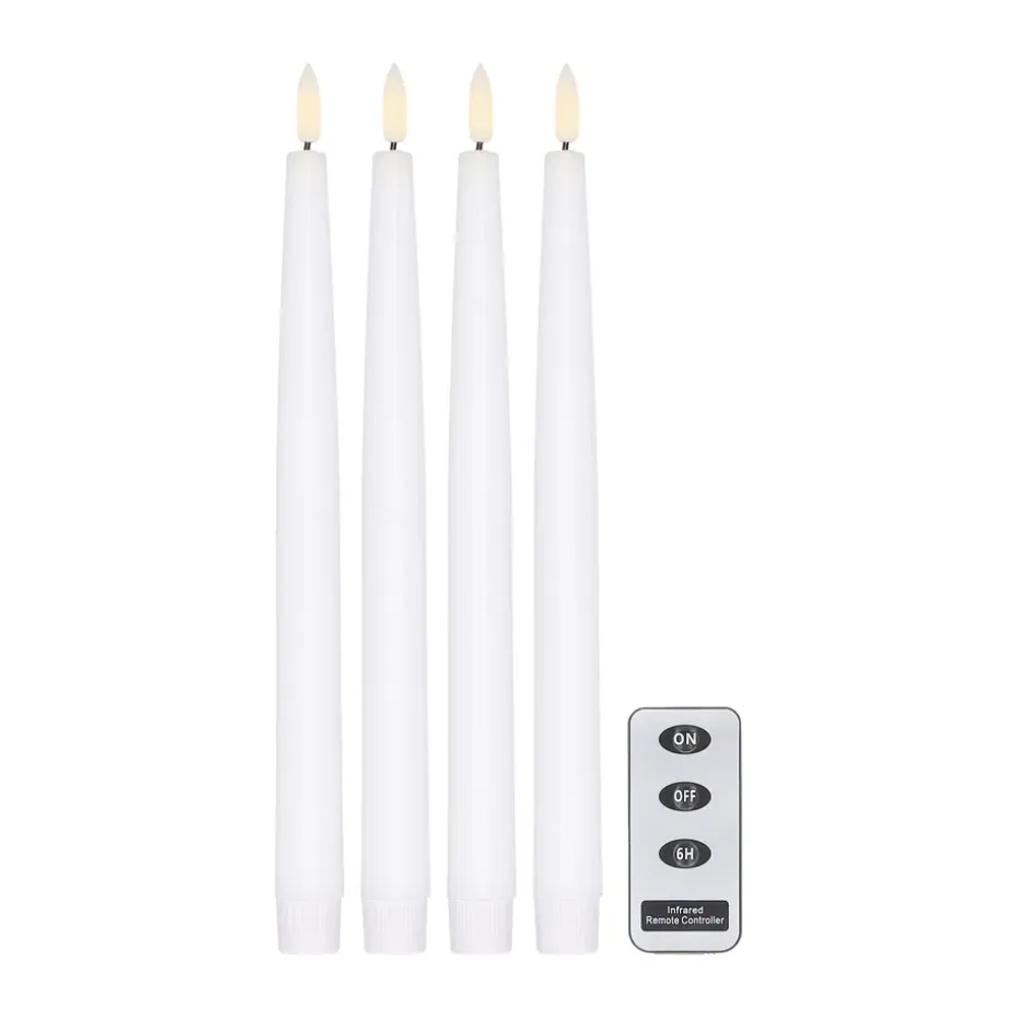 Bougie LED Bright 28,5 cm Lot de 4 avec télécommande, Blanc
