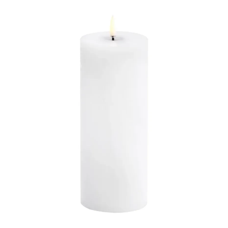 Bougie LED en bloc Uyuni Melted, Blanc rustique, Ø7,8x20 cm
