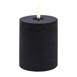 Bougie LED en bloc Uyuni Melted, Noir rustique, Ø7,8x10 cm