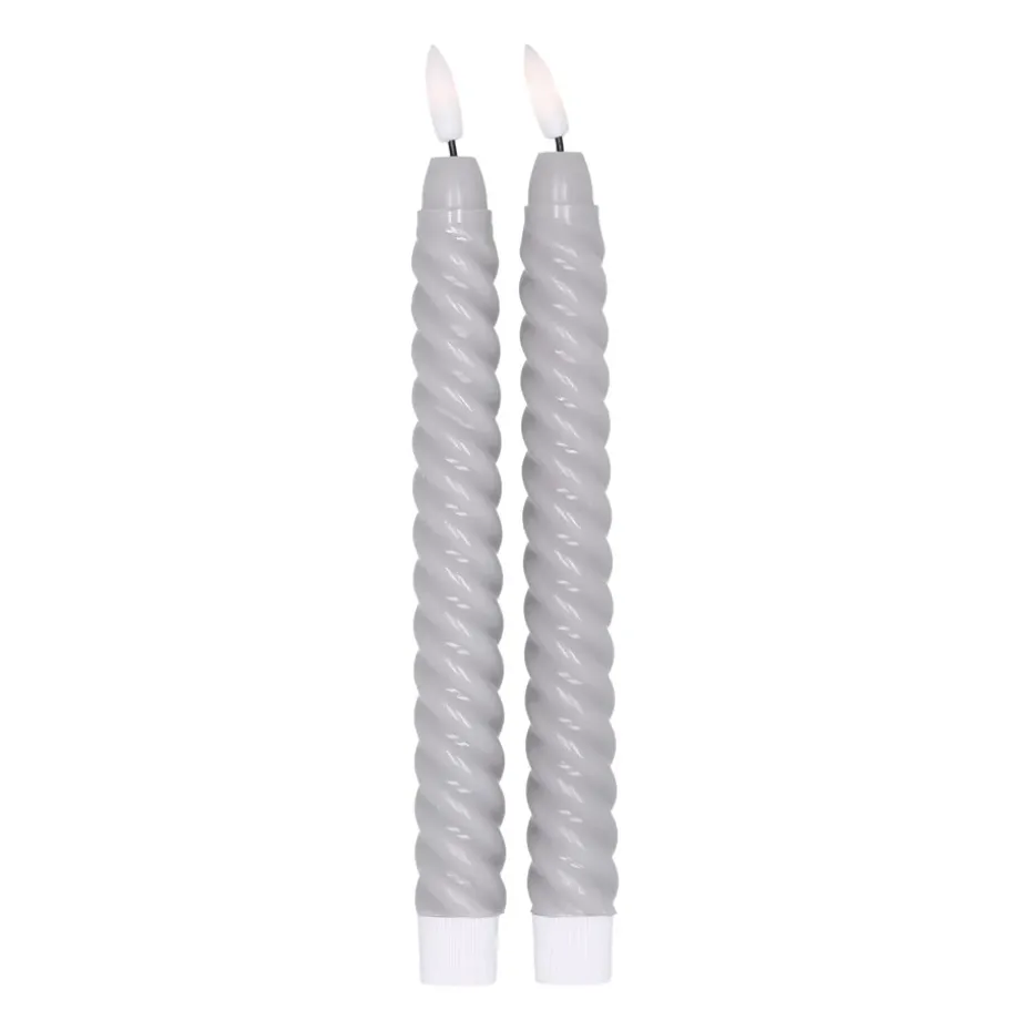 Bougie LED Twisted 25 cm Lot de 2, Gris