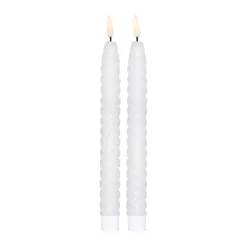 Bougie LED Twisted 25 cm Lot de 2, Blanc