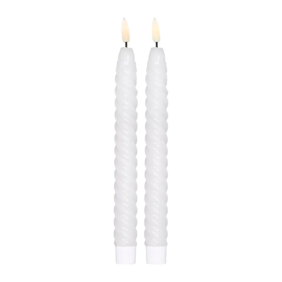 Bougie LED Twisted 25 cm Lot de 2, Blanc