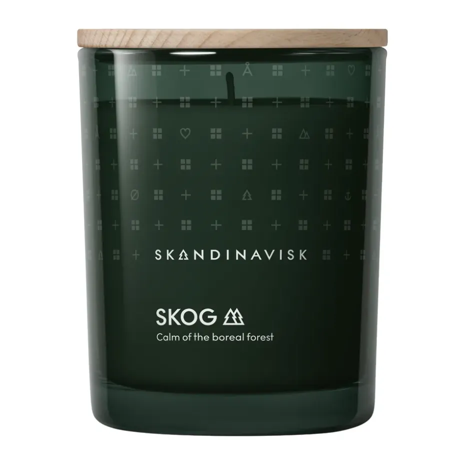 Bougie parfumée avec couvercle Skog, 200 g