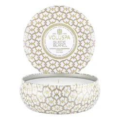 Bougie parfumée Maison Blanc 3-wick Tin 40 heures, Suede Blanc