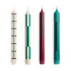 Bougie Pattern mix lot de 4, Greens-bordeaux