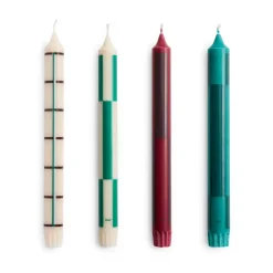 Bougie Pattern mix lot de 4, Greens-bordeaux
