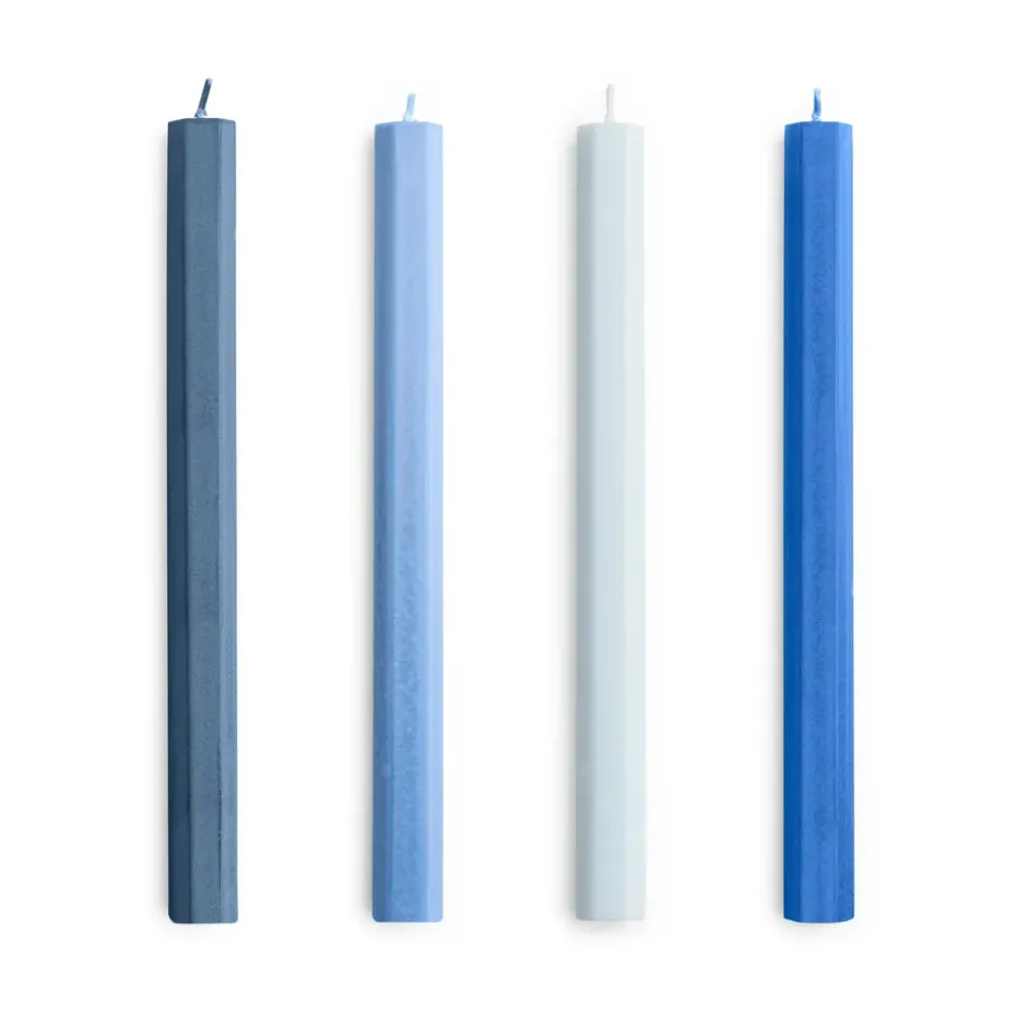 Bougies Hexagon Candle, lot de 4, Blues