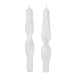 Bougies torsadées Twist twisted candles 23 cm Lot de 2, Pure white